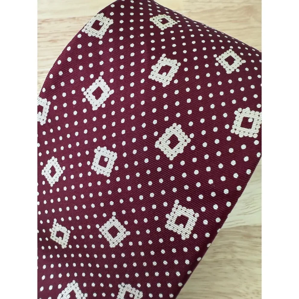 Guy Laroche Paris Men's Silk Neck Tie Red Polka Dots & Square JL